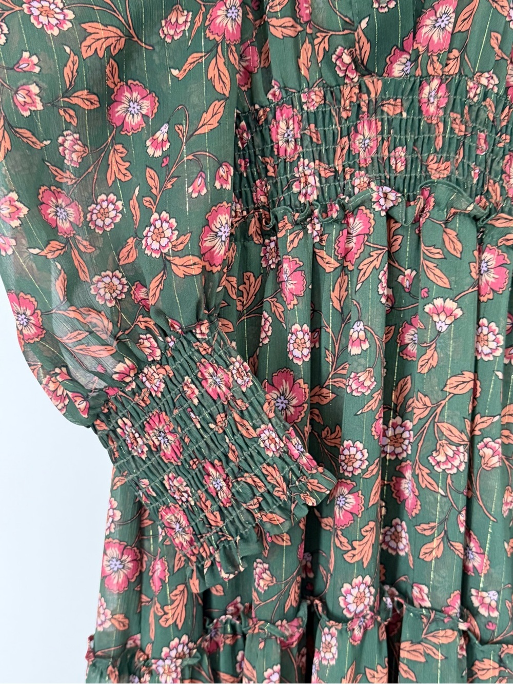 Misa Los Angeles Olive Green Floral Tiered Maxi Dress - Picture 4 of 4